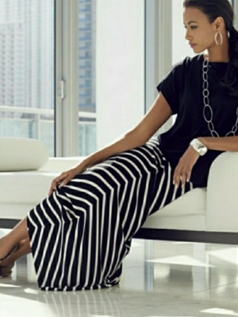 Chico's Stretch Full Length Maxi Skirt